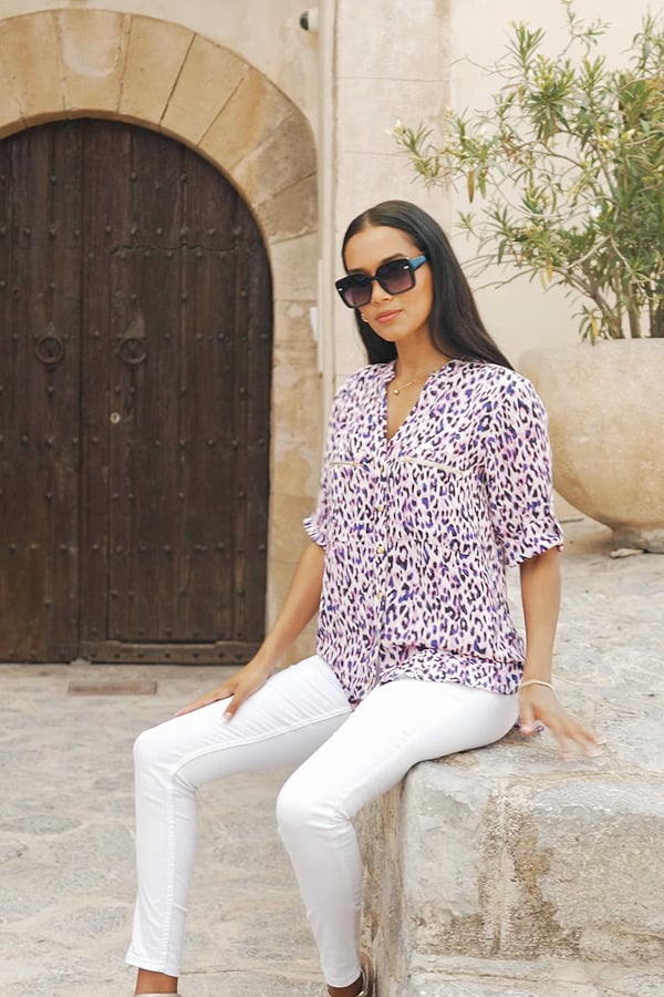 Tunique Imprimée Bebe Hi-Lo - Taille XS - Neuf Avec étiquettes - Blouse Féminine