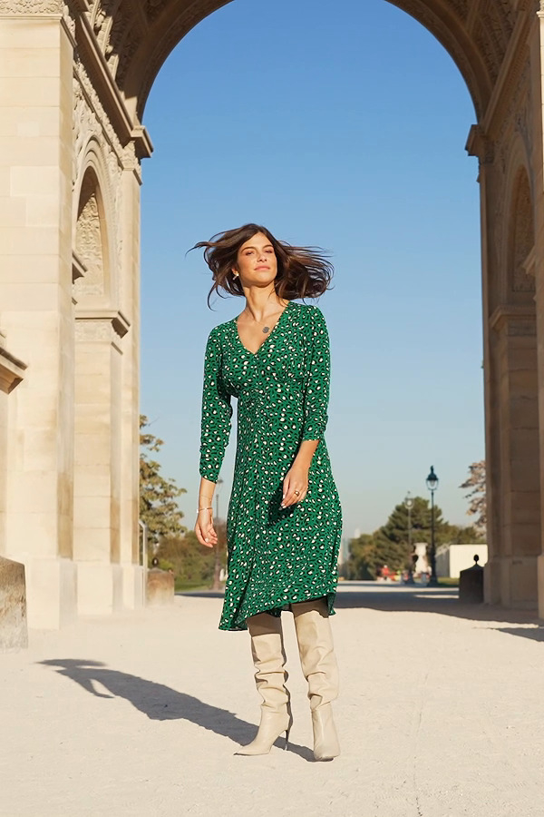 green flowing midi dress Giovanni Shane Croco Print Leather Dress Shoes main image 0