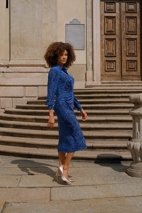 blue velvet tunic dress Velvet Tunic Dress – Red Door Boutique main image 1