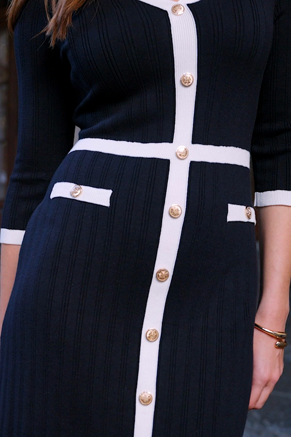 Navy Blue Contrast Trim Knitted Shirt Dress Navy Blue Contrast Trim Knitted Shirt Dress