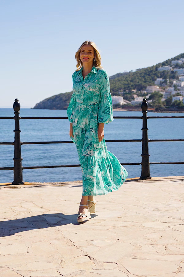 green paisley shirt dress Green Paisley Printed Short Sleeve Belted Midi Dress – AX Paris