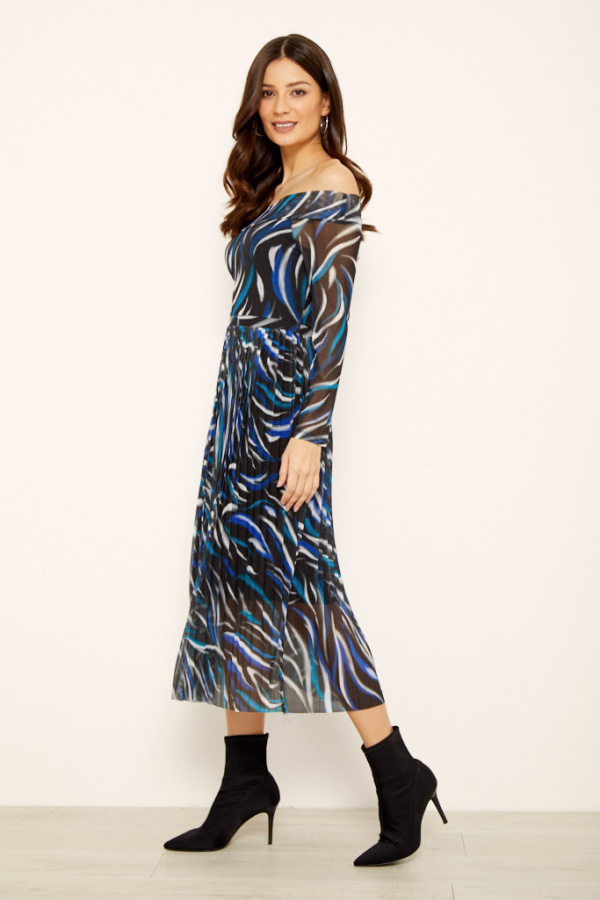 bardot jersey dress Black Bardot Jersey Mix Bubble Hem Midi Dress Gini London