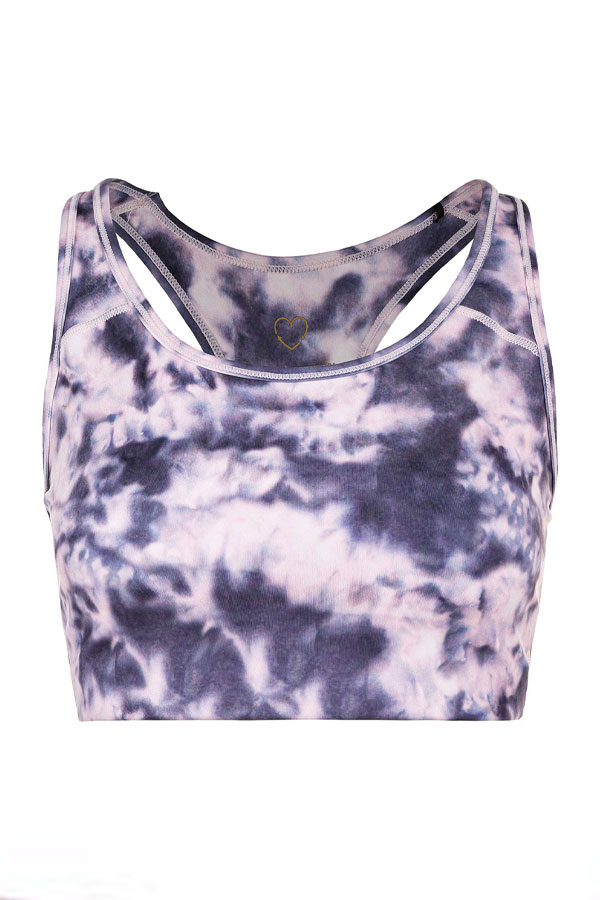 Chic Tie Dye Print Racerback Sports Bra