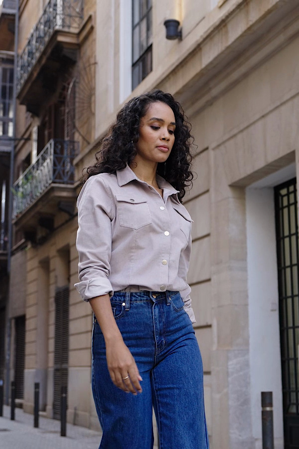 Taupe Corduroy Relaxed Fit Longline Shirt