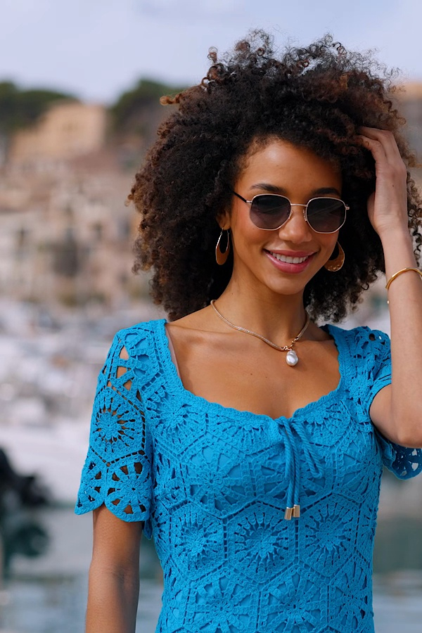 white christmas dresses ASOS Embellished Floral Crochet Drapey Strappy Mini Dress In Bright Blue UK  8 main image 1