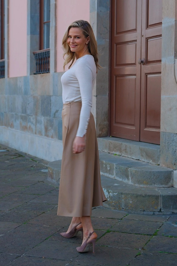Camel Faux Leather Midaxi Skirt