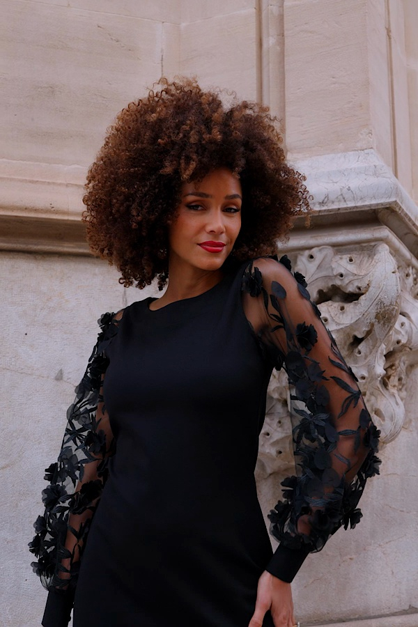 Black Floral Organza Sleeve Dress Black Floral Organza Sleeve Dress
