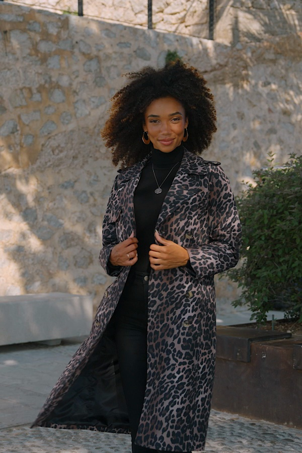 Leopard Print Trench Coat