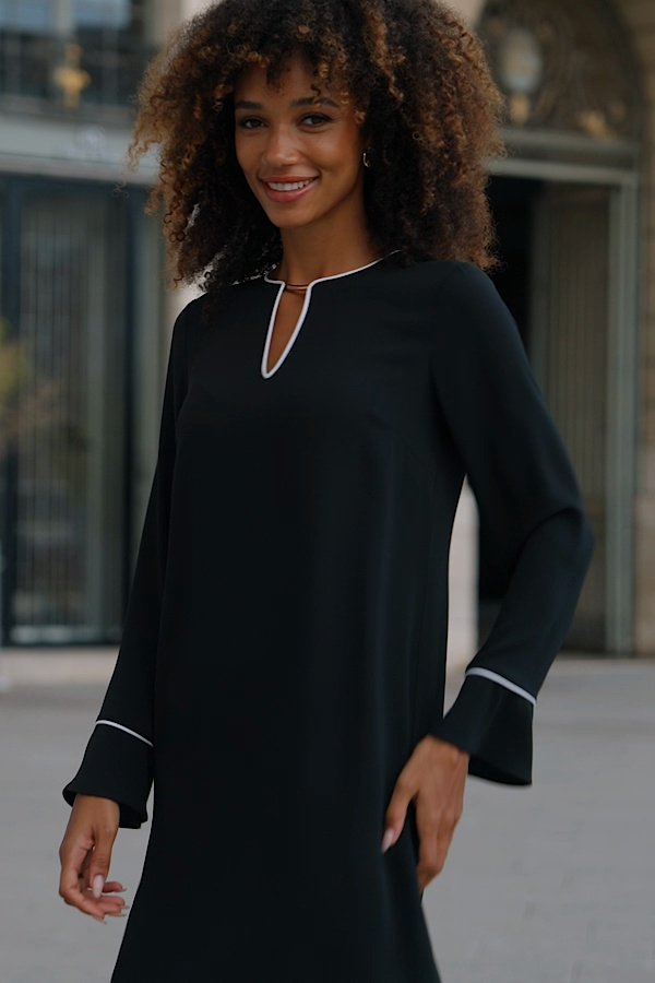 Black & White Contrast Trim Shift Dress Black & White Contrast Trim Shift Dress
