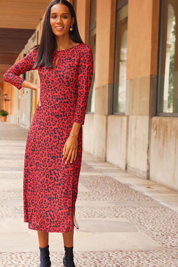 red leopard print frill hem midi dress Red Leopard Print Frill Hem Midi Dress Red Leopard Print Frill Hem Midi  Dress Clearance