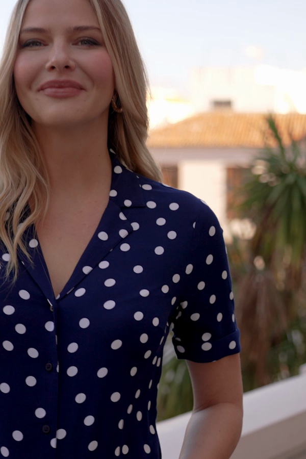navy blue dress shirt with white polka dots Napoli Bamboo Navy with White Polka Dot Shirt | Custom Men's Clothing