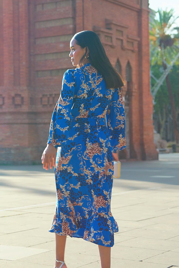 Black Long Sleeve Bardot Dress Buy Sosandar Blue Conversational Belted Fit  And Flare Dress From Next