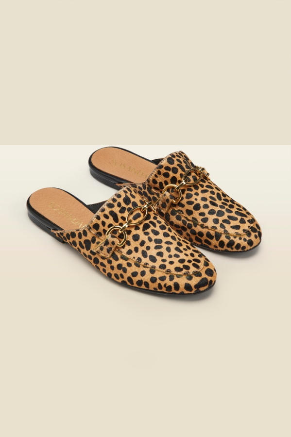 Samba Cheetah Leather Backless Mule