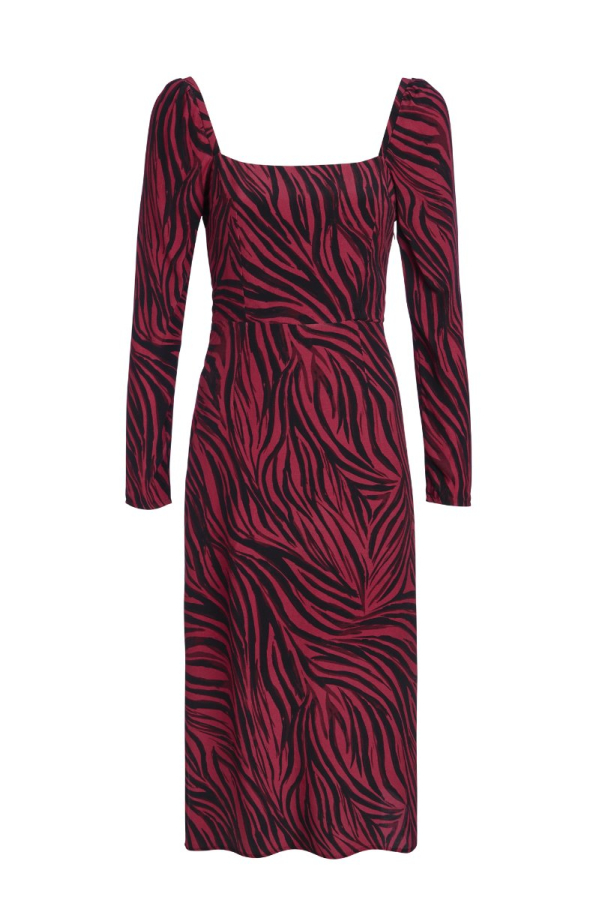 Pink Zebra Square Neck Midi Dress
