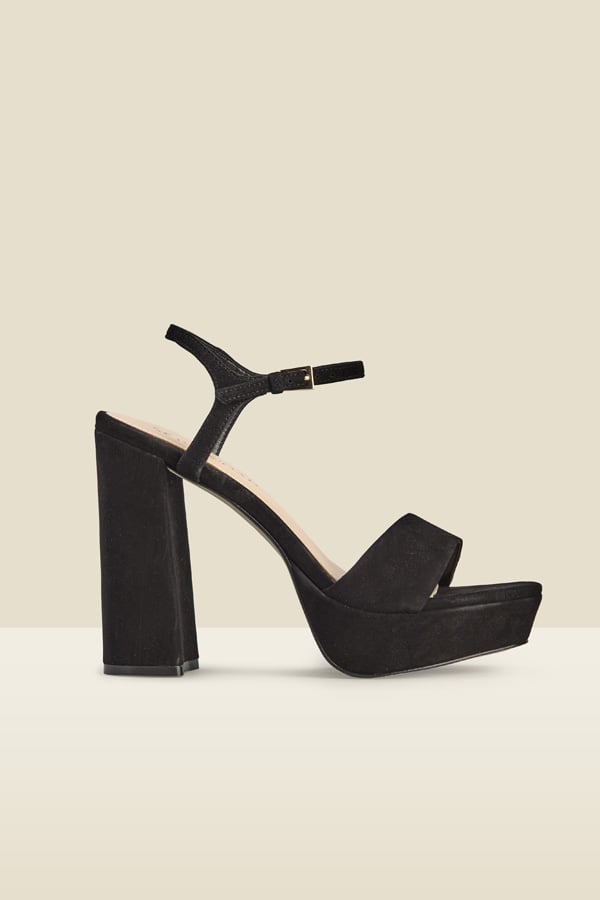 Arabella Black Suede Platform With Block Heel