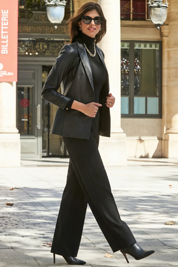 Black Luxe Leather Blazer