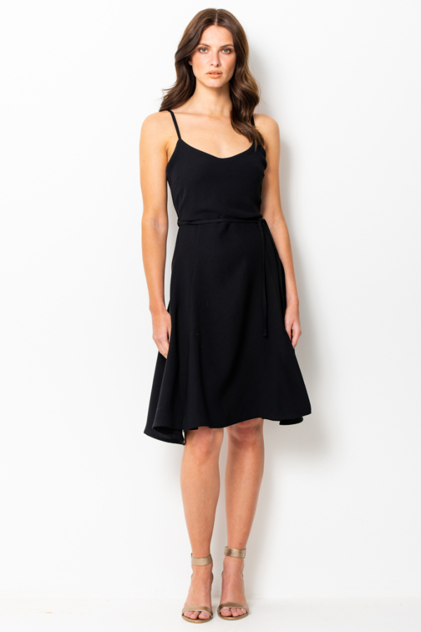 Black Cami Strap Fit & Flare Dress