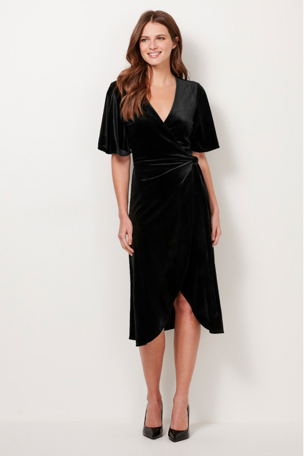 Black Velvet Wrap Dress