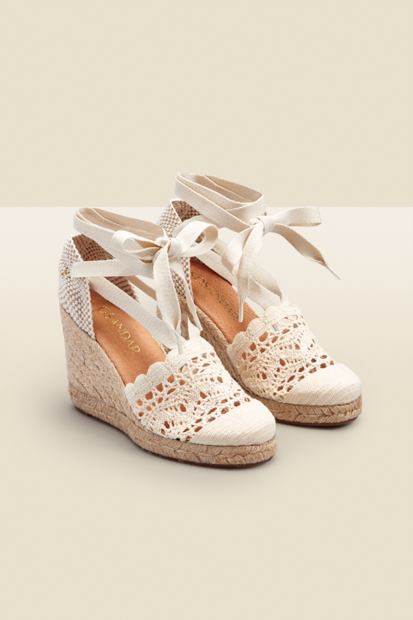 Amily Cream Crochet Valenciana Wedge Espadrille