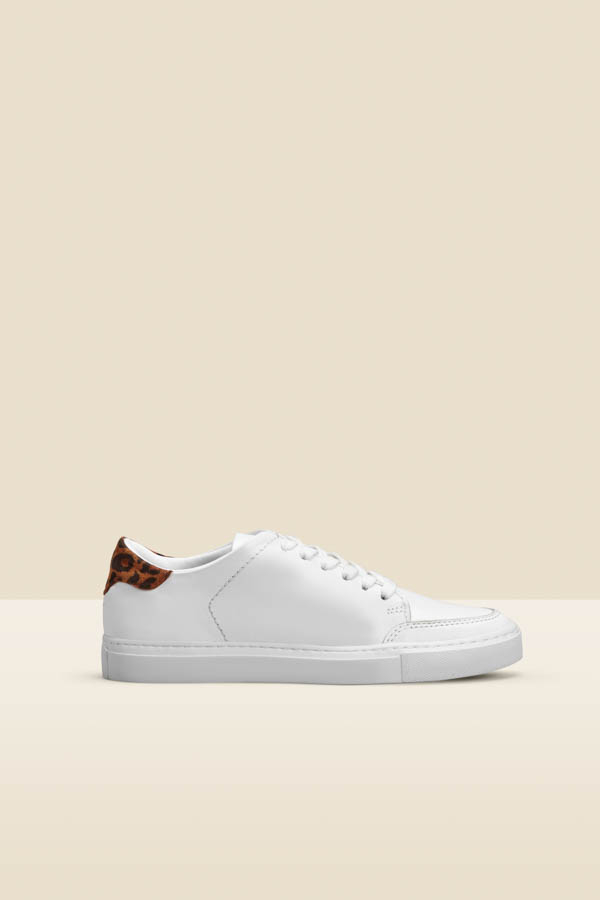 Aria Leopard Print Back Panel Detail Leather Trainers
