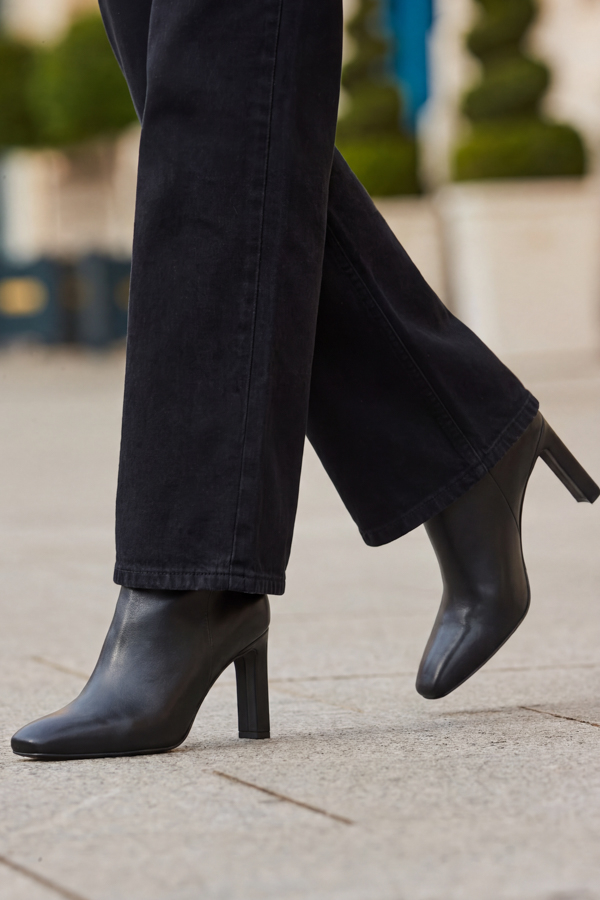 Black Thin Block Heel Ankle Boots