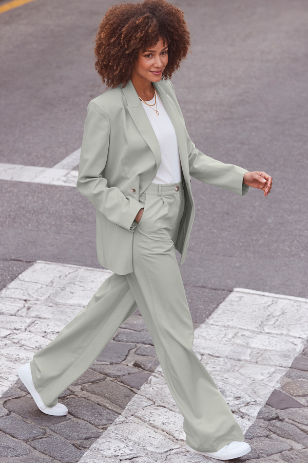 Mint Green Wide Leg Trousers