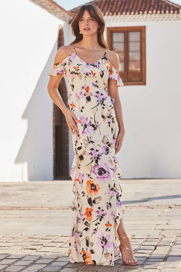 sachin and babi light blue dress Elegant Bohemian Print Maxi Dress European Style Women's Fashion Summer  Beach V-neck Tube Top Formal Dress Floral Pattern Long Dress