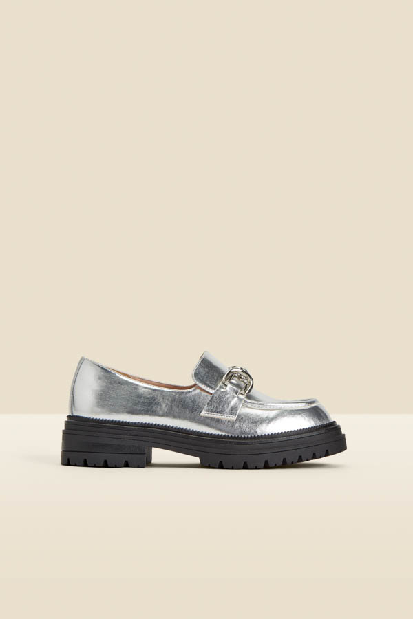 Silver Chain Trim Chunky Loafers
