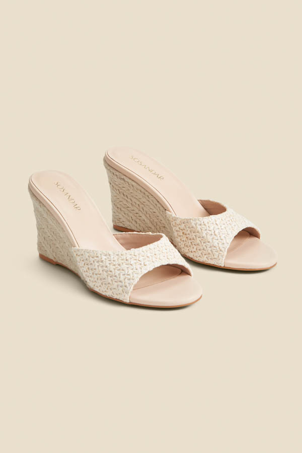 Natural Crochet High Heel Mules