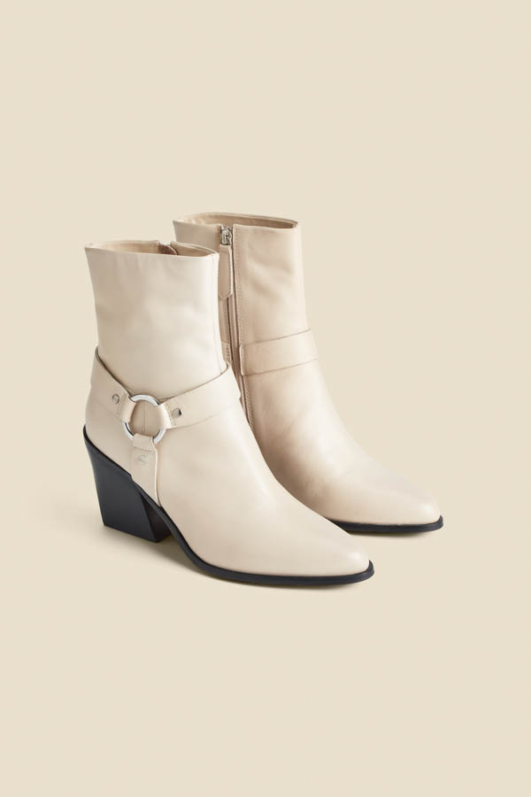 Ecru Western Style Leather Boots