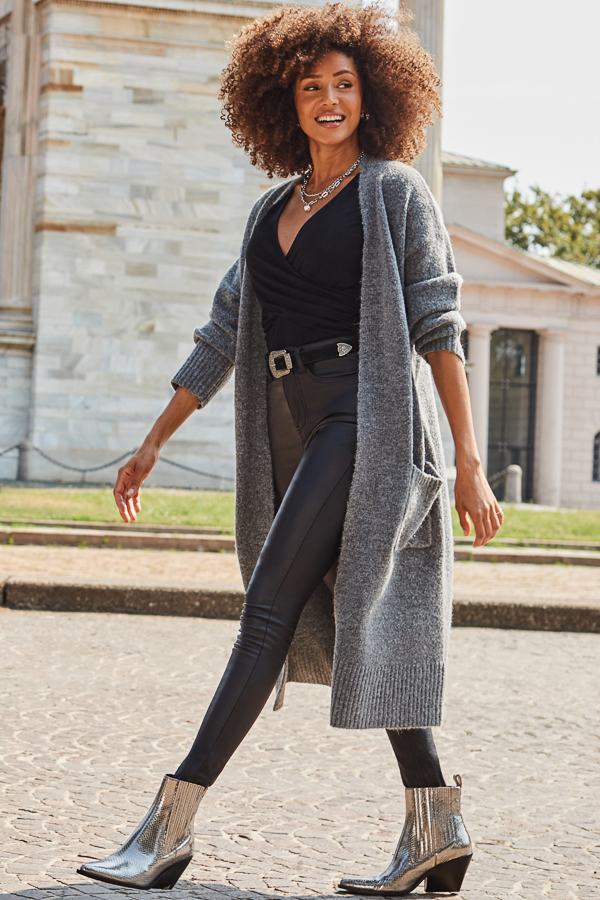 Charcoal Grey Longline Cardigan
