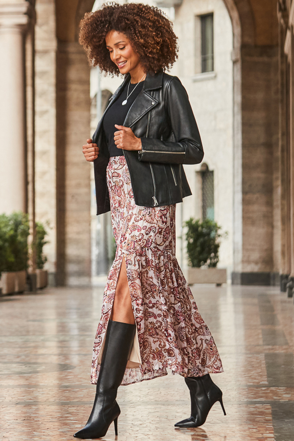 Blush Pink Paisley Print Maxi Skirt