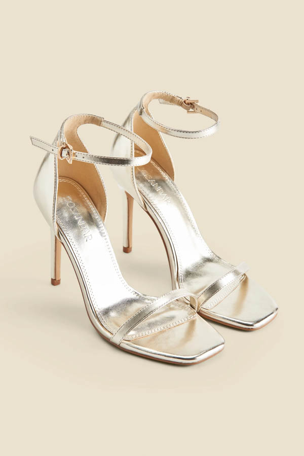 Gold Square Toe Barely There Sandals