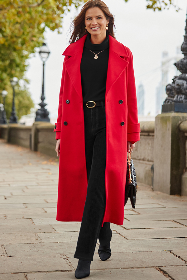 Bright Red Oversized Double Breasted Coat