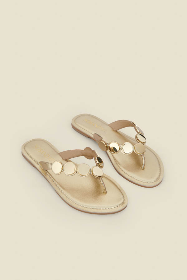 Gold Premium Leather Flip Flops
