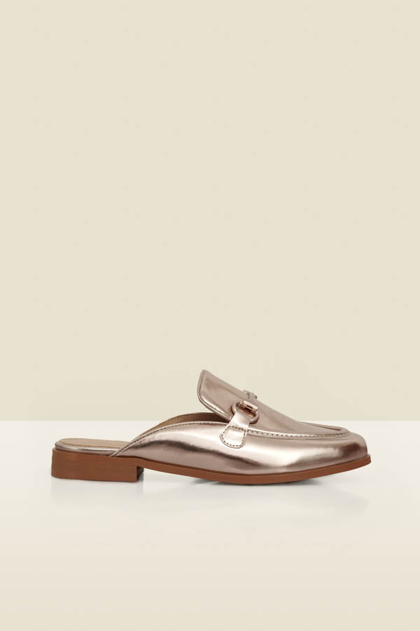 Champagne Gold Snaffle Trim Mule Loafer