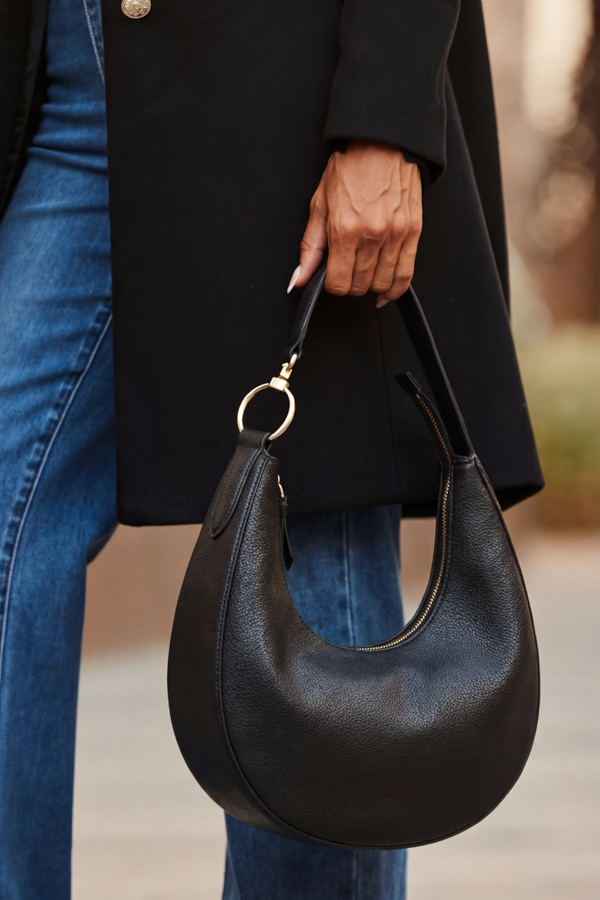Black Leather Shoulder Bag