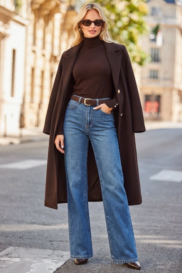 Mid Blue Wide Leg Jeans