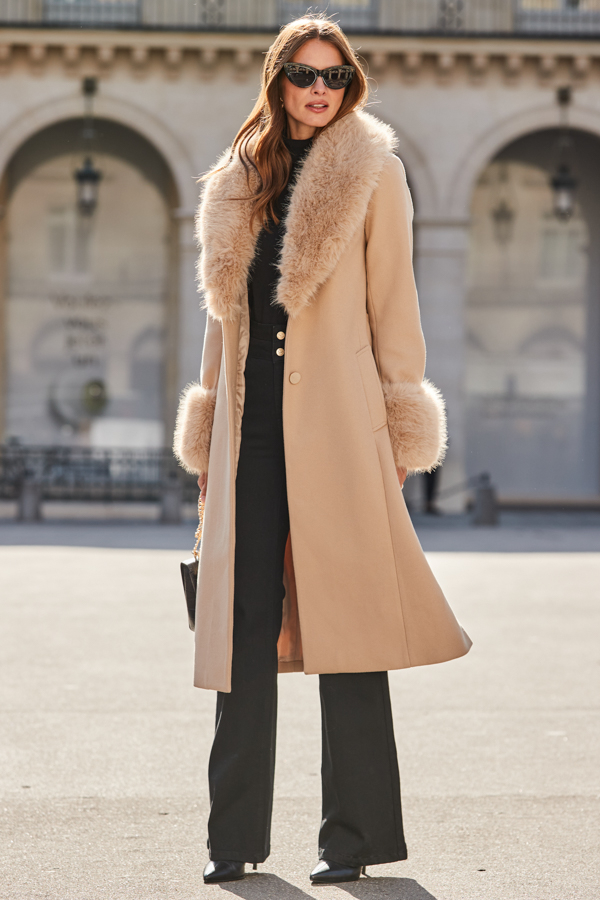 Camel Longline Belted 2-In-1 Coat