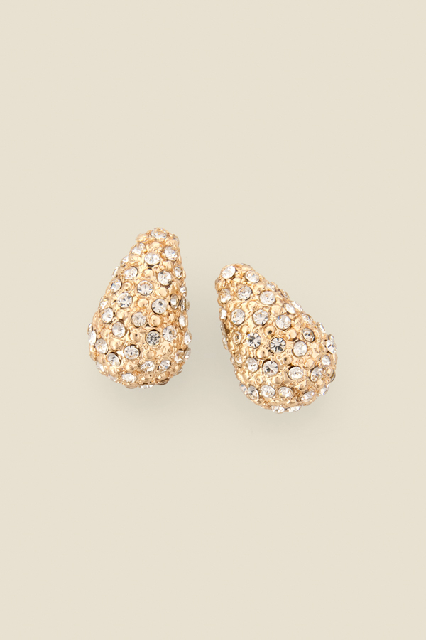 Gold Embellished Tear Drop Earring