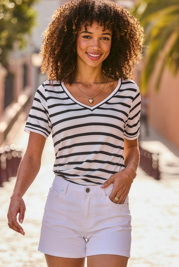 Ivory & Black Stripe Premium T-Shirt