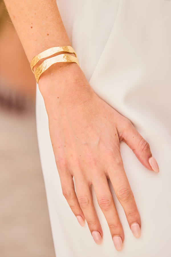 Gold Plated Hammered Cut Out Bangle Bracelet
