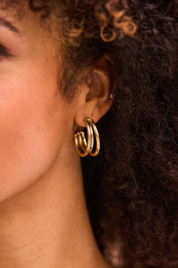 Gold Plated Layered Hoop Earrings