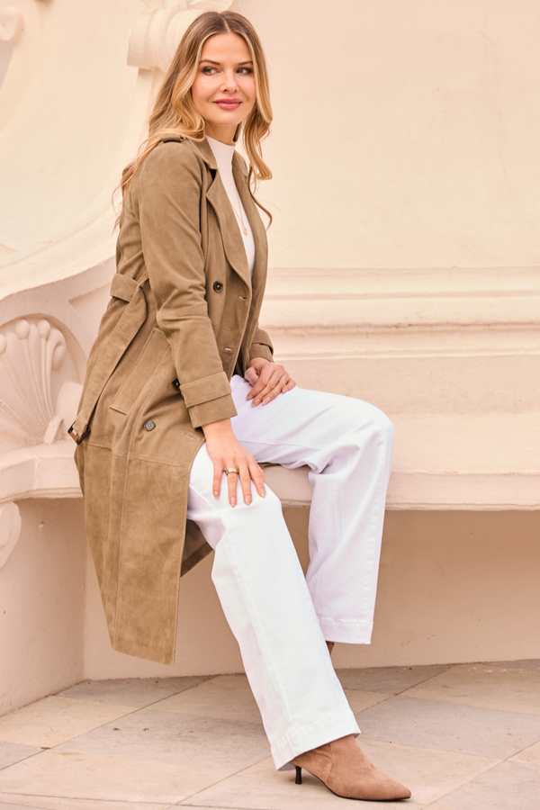 Taupe Suede Trench Coat