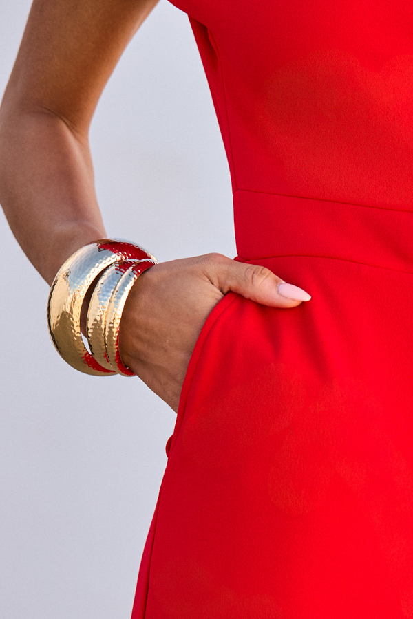Gold Set Of Three Hammered Bangle Bracelets