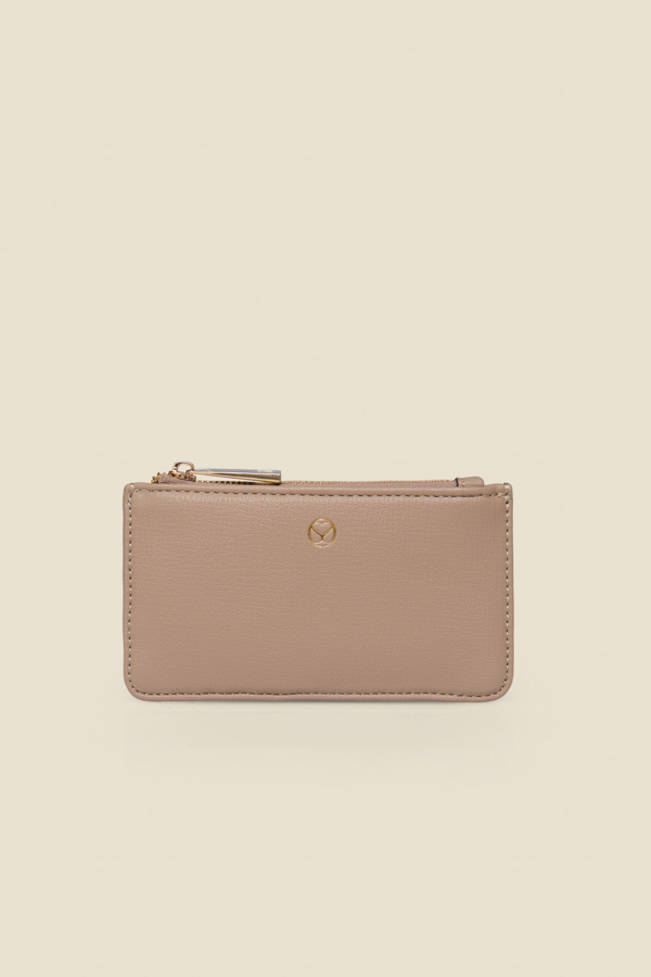 Taupe Coin Purse With Card Holder