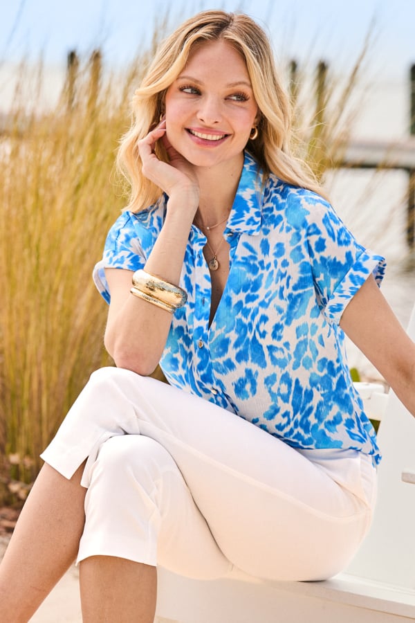 Sky Blue Animal Print Jacquard Shirt