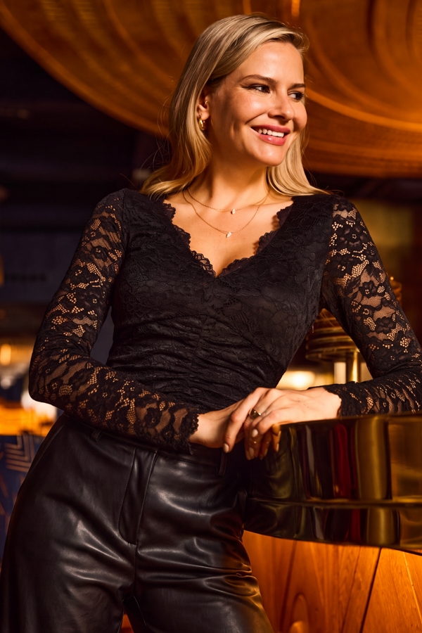 Black Lace Scallop Edge Top