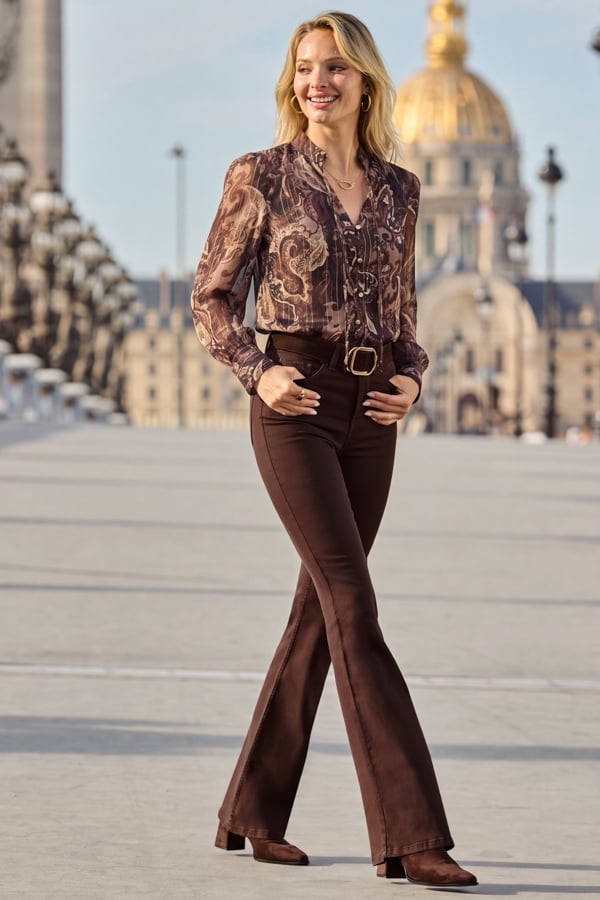 Chocolate Brown Kick Flare Jeans