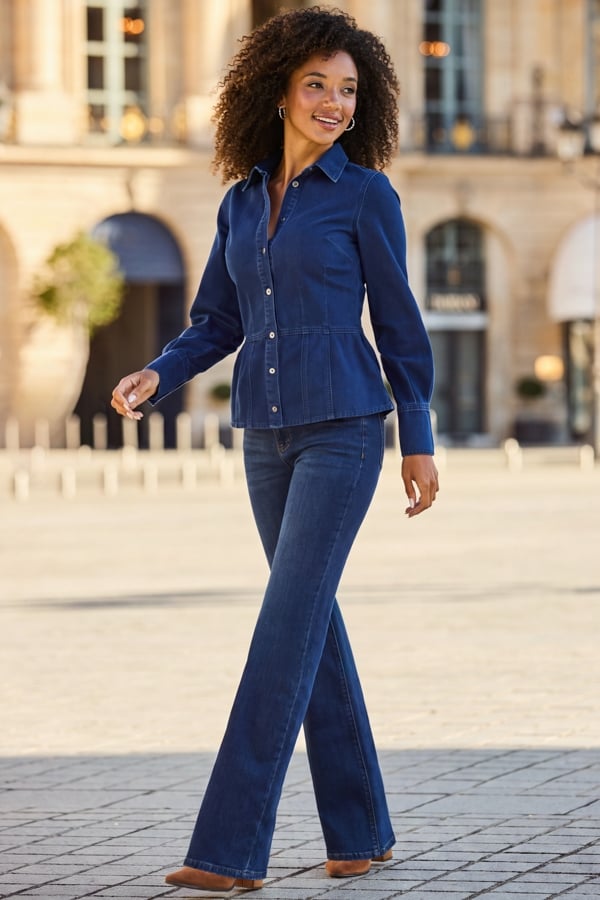 Indigo Blue Fitted Denim Shirt